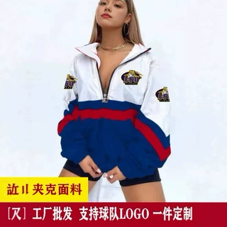 意美达跨境夹克布风衣男卫衣3D数码印花立领女士球队潮流拉链polo