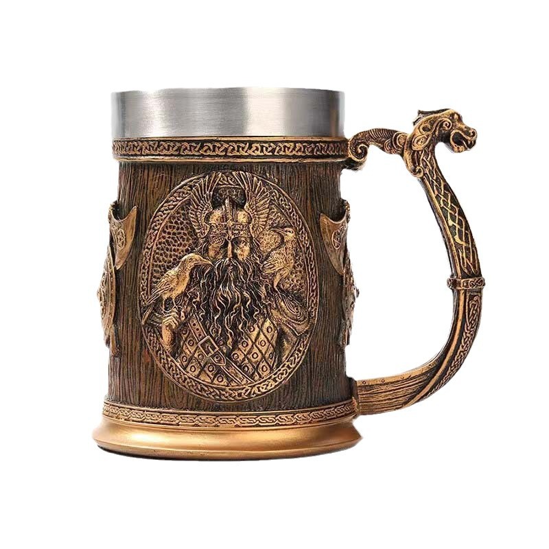 Creativo Viking pirata taza de cerveza taza de agua grande taza de acero inoxidable taza de marca taza de resina artesanía taza de café barra