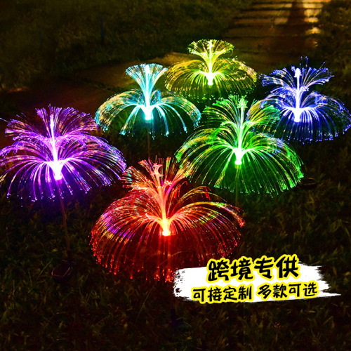 Cross-border solar fiber jellyfish light outdoor courtyard colorful glowing reed lamp garden landscape decoration atmosphere lamp