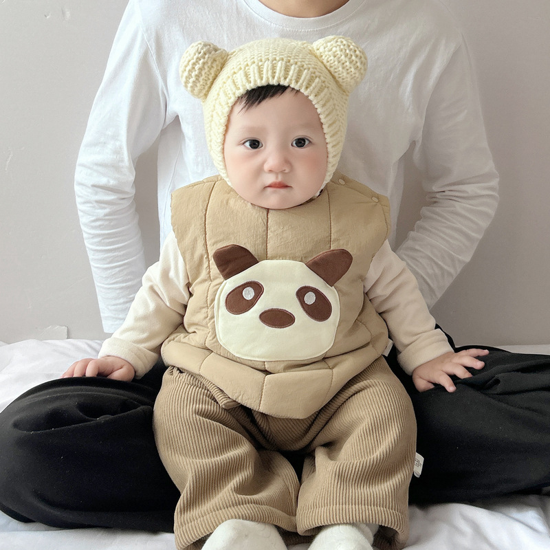 Baby invierno chaleco de algodón de clip2025 nuevo bebé coreano lindo dibujos animados grueso calentamiento exterior chaleco pequeño