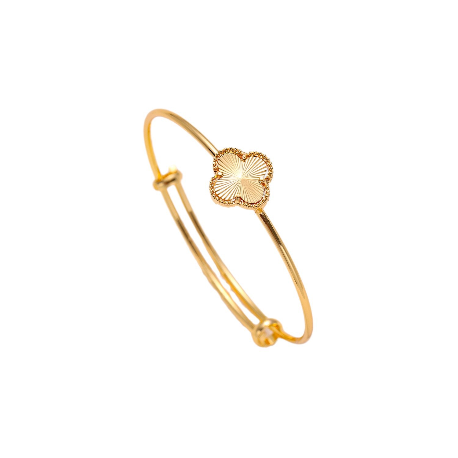 Brazalete de cuatro hojas pulsera de cobre chapado en oro flor de moda multifuncional anillo de plata ajustable fabricantes al por mayor inventario