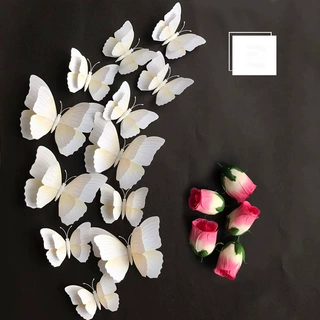 3D立体仿真多彩色双层蝴蝶墙上装饰品婚庆派对橱窗布置墙贴