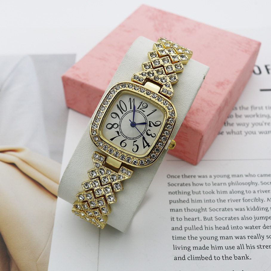 Stainless Steel Strap Material Shiny Solid Color Jewelry Buckle Quartz Women's Watches