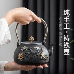 Tea Pot Cast Iron Electric Ceramic Stove for Brewing Tea and Boiling Water, Filtered Teapot with Iron Handle, Household Gongfu Cast Iron Teapot Set