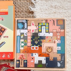 Intelligence-Developing Wooden Children's Toys 1 Kindergarten 3 Gifts Animal Tetris Transformable Building Blocks Puzzle