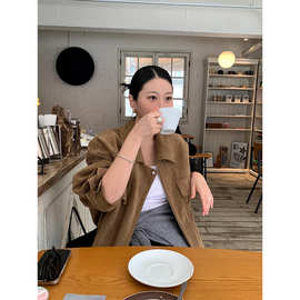 现 2026秋季新款韩国设计师on*n复古美拉德翻领麂皮夹克外套