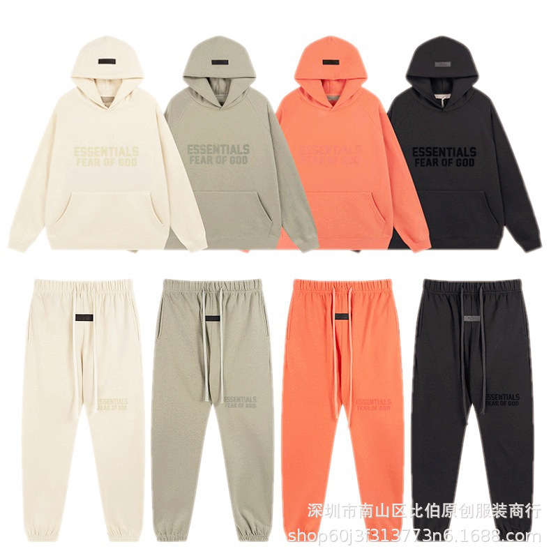 ESSENTIALS Season 8 flocking letter sports sweater sweatpants suit FOG men and women loose casual suit