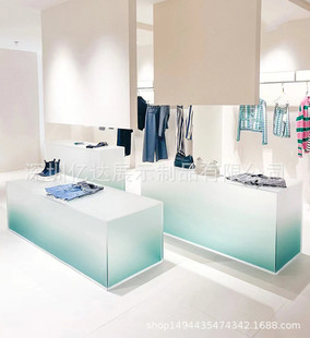 Buyers shop acrylic gradient water table island shoes bag women's clothing store shelf window display cabinet