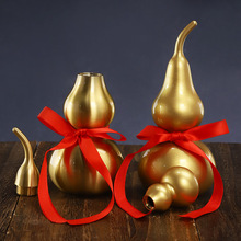 光面拉丝铜葫芦摆件开口葫芦土豪金葫芦乔迁开业送礼工艺品礼品