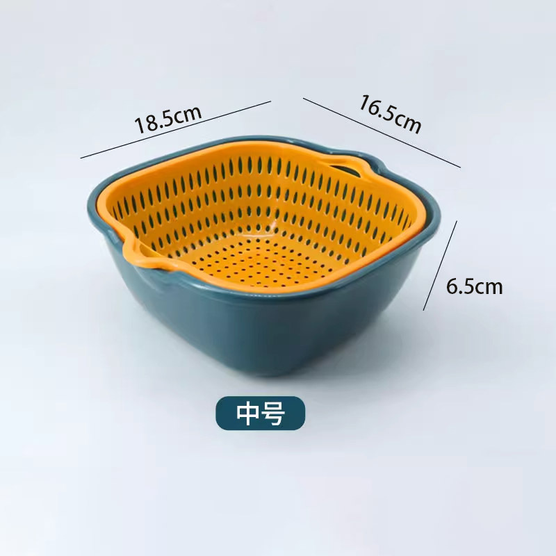 全新料加厚双层洗菜盆沥水篮水果盘客厅家用厨房洗水果篮子菜篓|undefined