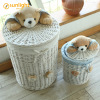 Rattan Laundry basket Toys Storage box household Dirty clothes clothes Storage baskets Braid lid Net Red