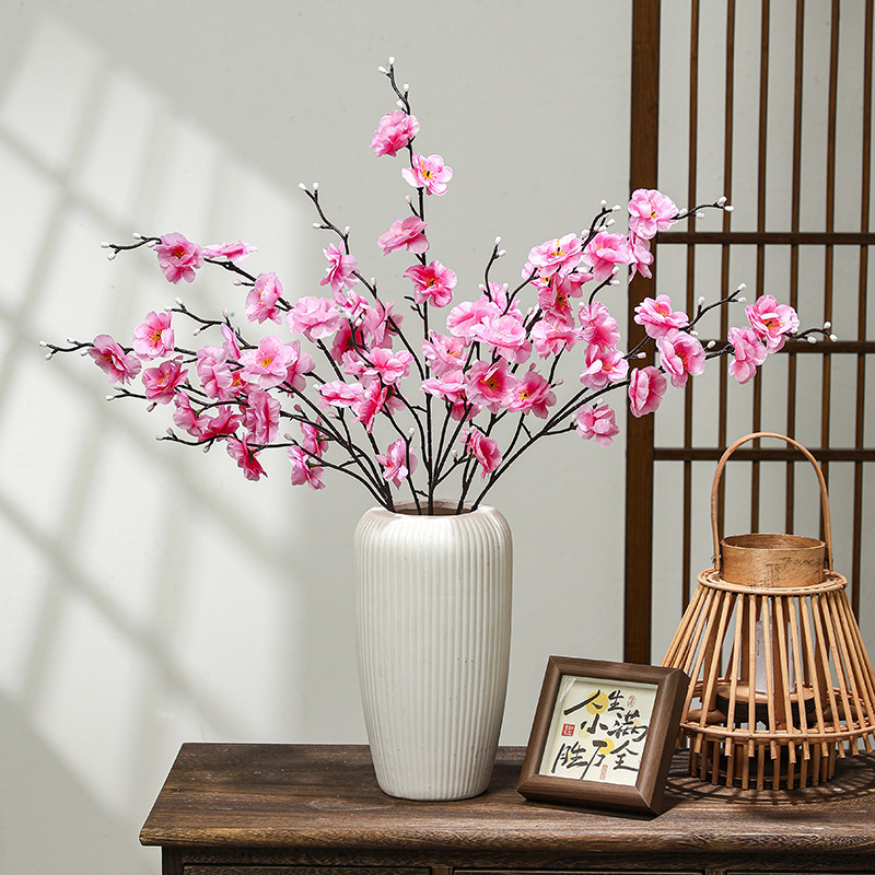 新中式仿真梅花枝客厅餐桌装饰摆件假花插花禅意家居摆设樱花桃花