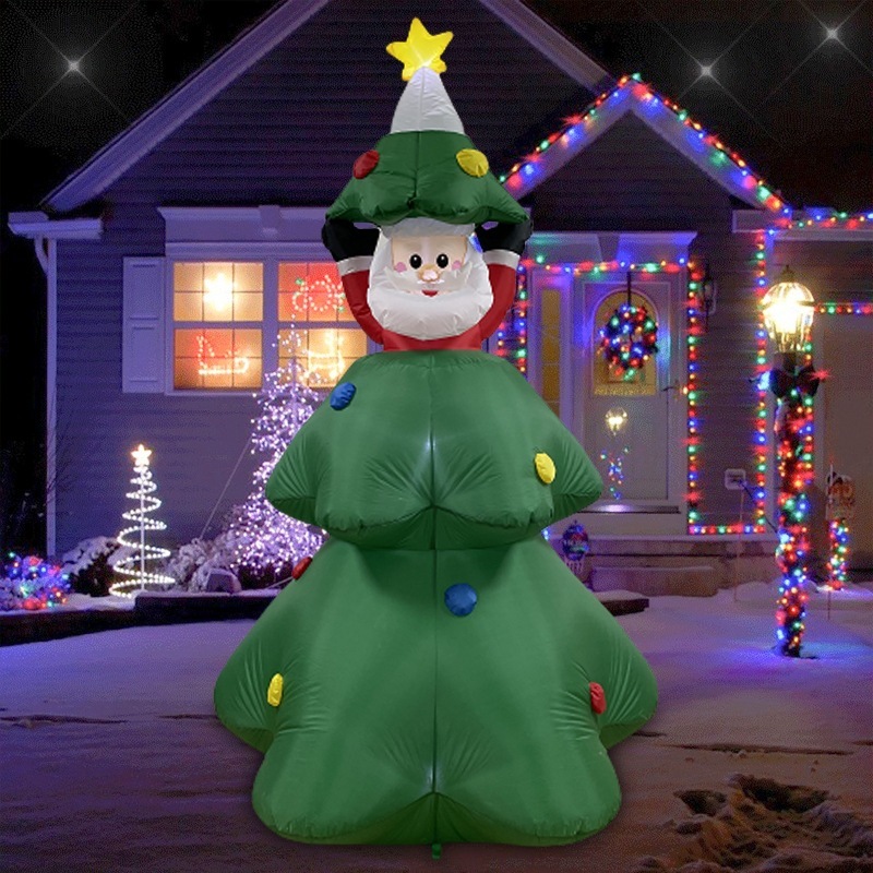 1.8メートルのクリスマスの空気を入れるサンタクロースはクリスマスツリーから発光の空気型の庭の花園の装飾の置物を探し出します。|undefined