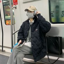 2024年新款冬季棉衣设计感小众棉袄外套菱格棒球薄棉服oversize女