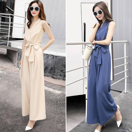 Women's Summer New Korean Style Elegant Fashion Goddess Style Pants Slimming Trendy Wide Leg Pants Set