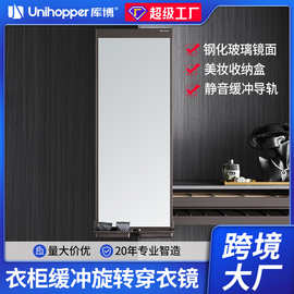 Unihopper库博加工定制衣帽间隐藏穿衣镜超薄全身镜时尚推拉镜