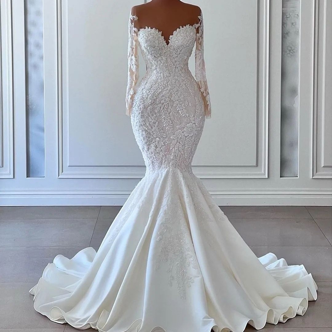 Chic Mermaid Wedding Dresses Women Elega...