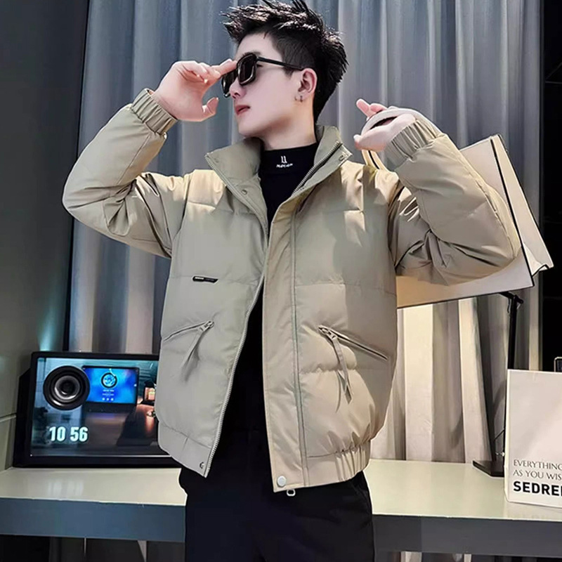 가을과 겨울 조수 브랜드 트렌드면 패딩 재킷 남성용 캐주얼 러피 잘 생긴 기모 두껍게 된면 코트 2024 새로운면 코트