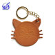 Creative Cat-Shaped Keychain Bag Accessories Tag PU Leather Decorative Leather Brand Cute Embossed Meow Big Head Pendant