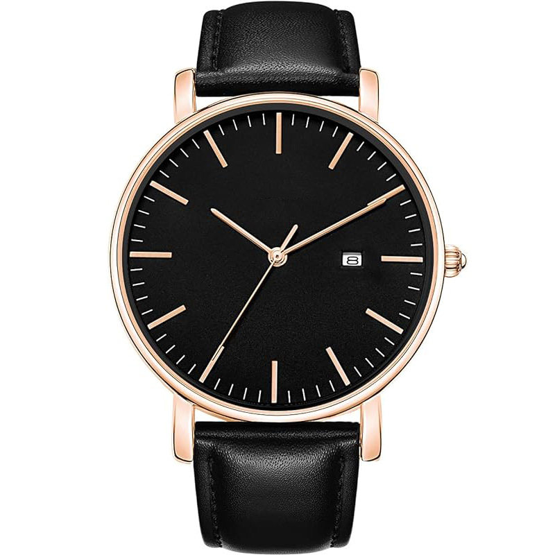 Dongguan Factory Processes and Customizes Blind Box Watches, High-End Men's Ultra-Thin Leather Calendar Gift Men's Watches