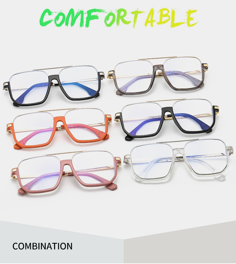 Glasses Classification Tac Lens Material Square Glasses Style Daily Occasion Fashion Color Block Tac Square Patchwork Half Frame Optical Glasses