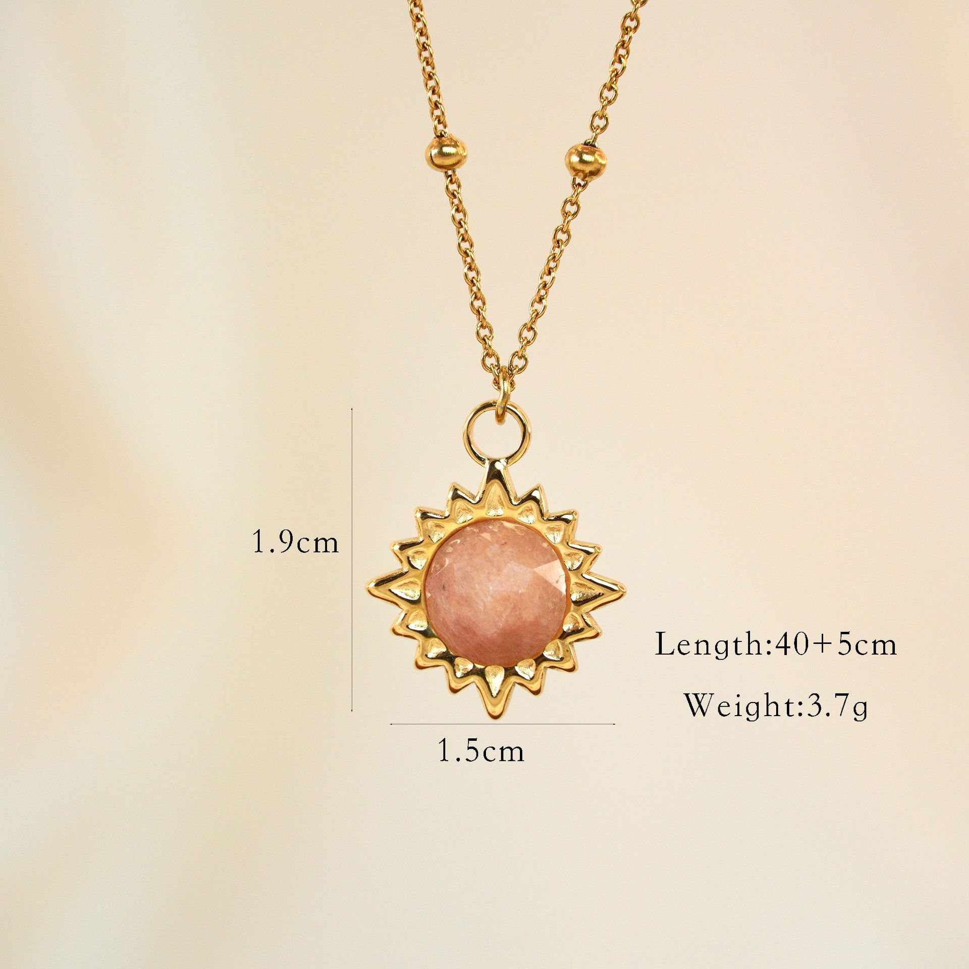 Women's Gender Simple Style Geometric Natural Stone Titanium Steel Pendant Necklace In Bulk