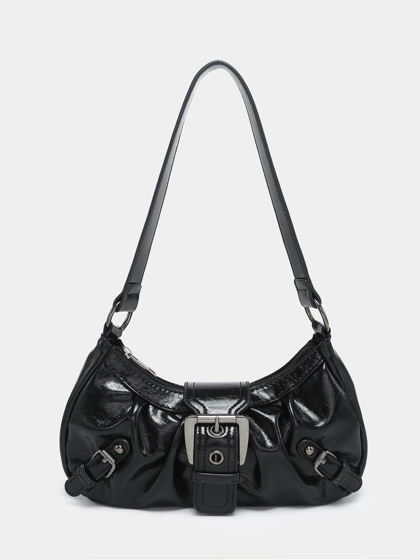Medium Size Women's Medium Pu Leather Solid Color Classic Style Square Zipper Underarm Bag