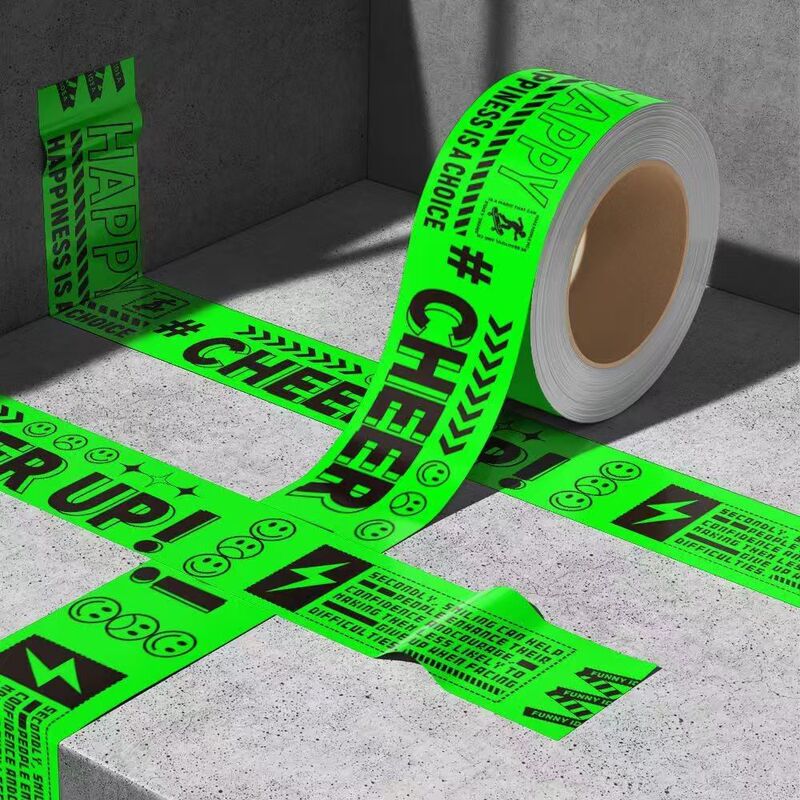 Green Creative Warning Tape Sticker Label Paper Hand Ledger Suitcase Computer Waterproof Decorative Sticker