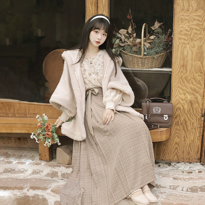 Оригинальный белый чай какао Hanfu женский китайский стиль улучшенный китайский элемент пальто рубашка полуюбка набор 7018