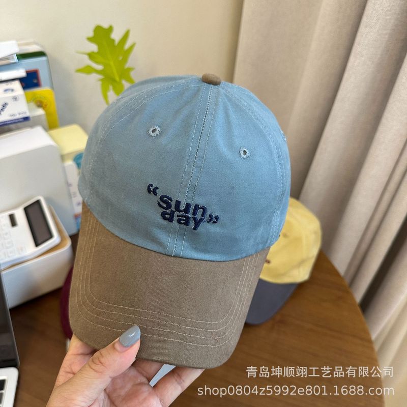コントラストカラーデザインのひさし付きキャップ、韓国風アウトドアレトロスポーツハット、ソフトトップ野球帽、男女兼用カジュアル多用途日焼け止め|undefined