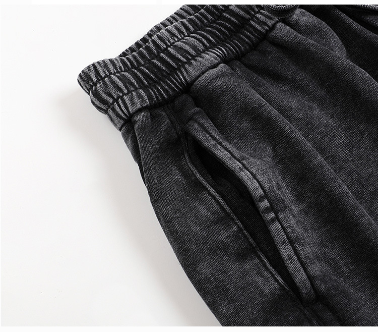 Benutzerdefiniertes LOGO Herren Baumwoll-Sprühfärbung Waschbare Leichte Gebürstete Kurzarm-Shorts Paar-Set – Detail 17