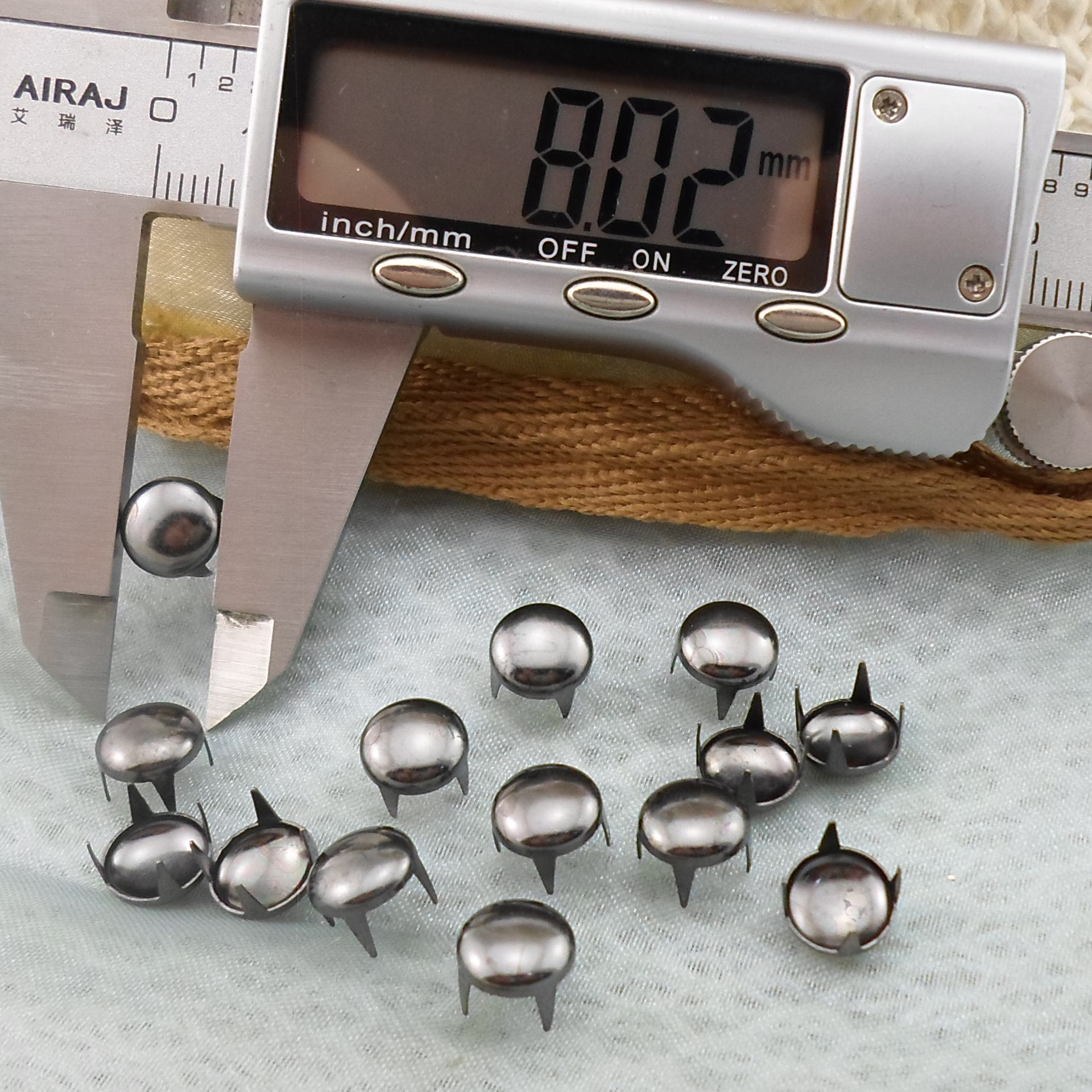 （全铜）8MM元头爪珠 圆型铆钉 圆形铜抓钉 服饰箱包4爪扣