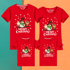 新年親子服半袖洋風一家三口四口全装クリスマスイベント写真母女装tシャツ
