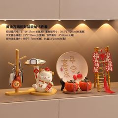 創意招き猫トレー収納置物玄関鍵収納下駄箱リビングルーム家庭装飾品