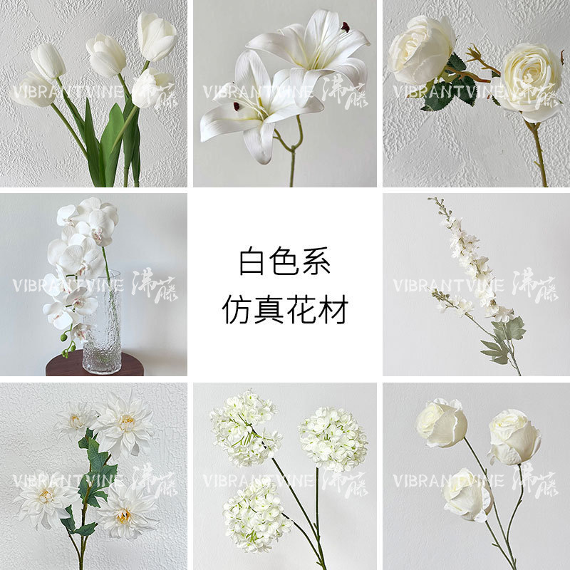 White Artificial Flower Arrangements for Wedding Decorations, Hotel Decor, Phalaenopsis, Roses, Fake Flowers, Artificial Flower Bouquets