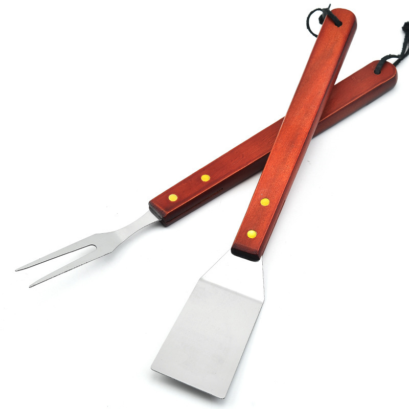 3 piezas de herramientas para el hogar de acero inoxidable de succión de tarjeta de parrilla de madera de horquilla de parrilla de horquilla de parrilla de barbecue