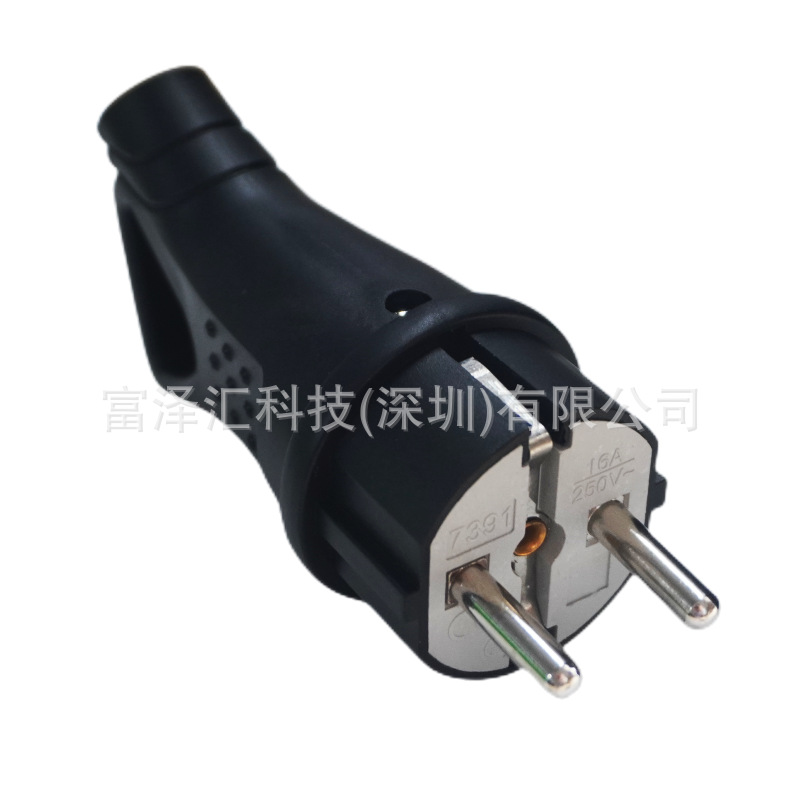 IP54欧标防水插头 德式欧规韩国耐摔橡胶插座 欧规户外防雨带拉环