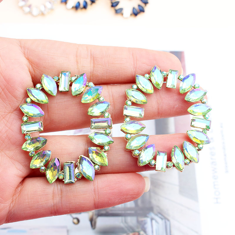 Inlay Design 1 Pair Fashion Geometric Inlay Alloy Crystal Rhinestones Ear Studs