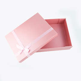 粉色折叠礼盒定制 婚纱礼服包装纸盒 特种纸平铺发货折叠礼盒
