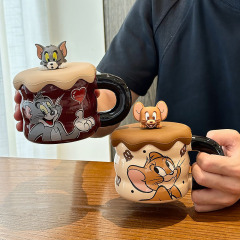猫和老鼠陶瓷马克杯带盖情侣咖啡水杯礼物女生杯子家用喝水办公室