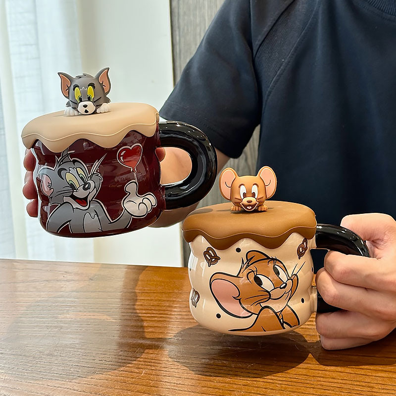 Taza de Cerámica con Tapa, Cerámica, Resistente a Altas Temperaturas, para Hogar y Oficina