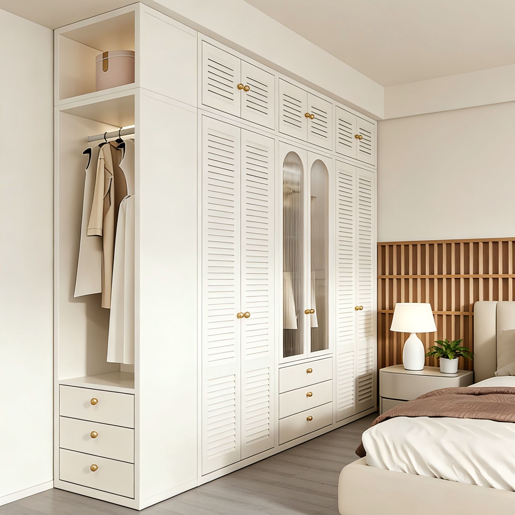 Carefully Selected Home Wardrobe, French-Style Bedroom, Formaldehyde-Free Steel Wardrobe, New Metal Cloakroom Combination Storage Cabinet