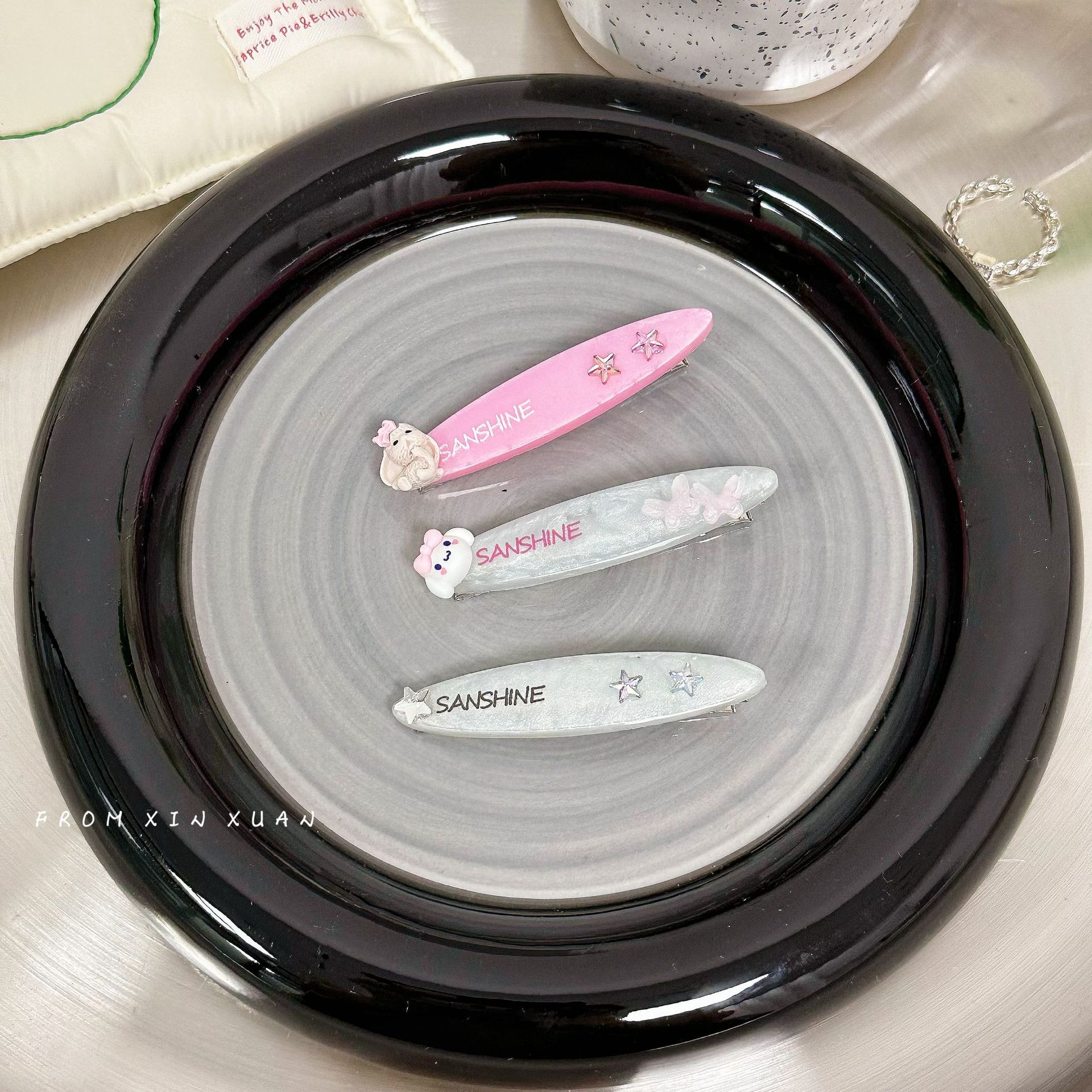 Épingle à cheveux en forme de bec de canard avec lettres de l'alphabet anglais, dessin animé japonais, mignon et mignon, style girly, accessoires pour cheveux cassés_voghion.com