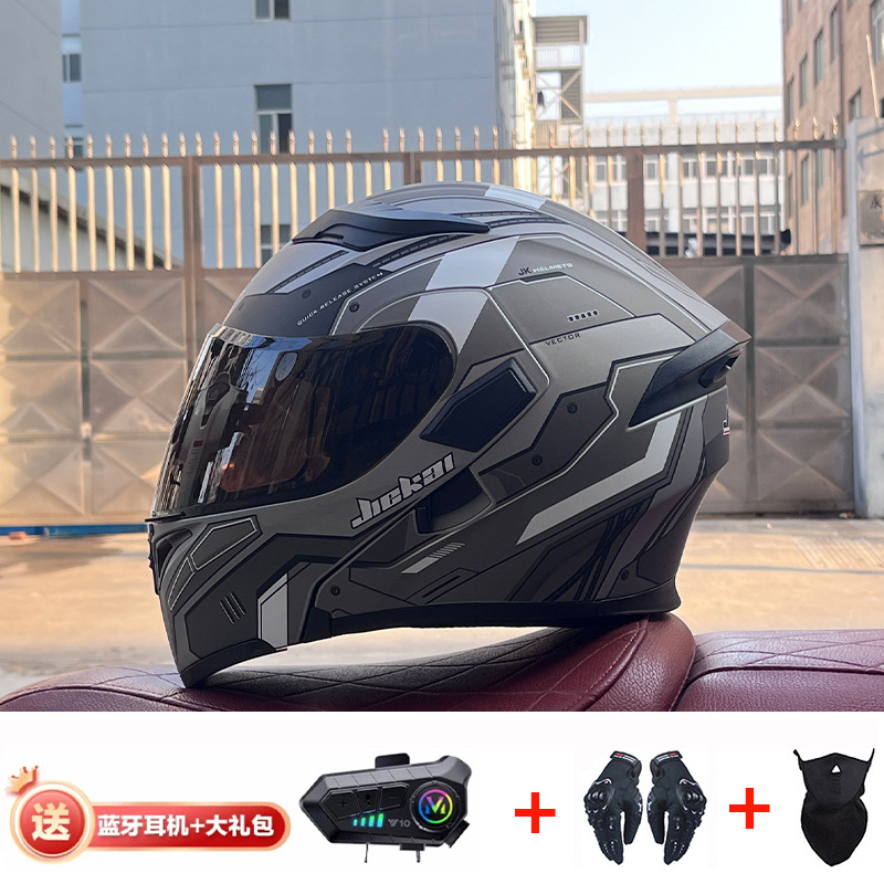 JIEKAI casco de motocicleta casco completo de motocicleta para hombres y mujeres Bluetooth casco de exposición casco de coche eléctrico 3C certificación