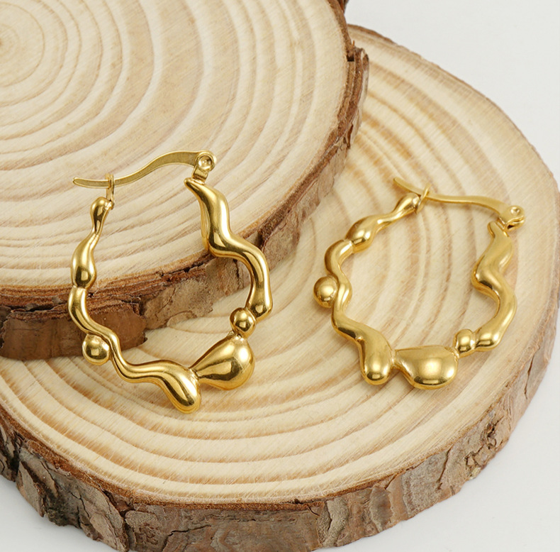 18K Gold Plated Plating Material Titanium Steel Inlay Material 1 Pair Fashion Geometric Irregular 304 Stainless Steel Titanium Steel 18K Gold Plated Stainless Steel Earrings