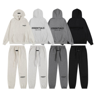 2024 Winter New FOG Line ESSENTIALS Small Letter Printing LOGO Solid Color Couple Hooded Sweatshirt