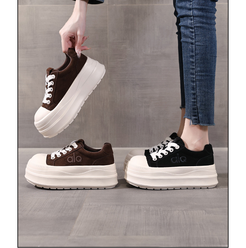 Giày sneaker nữ đế dày tăng chiều cao HY9858 phong cách platform — màu nâu chi tiết 17
