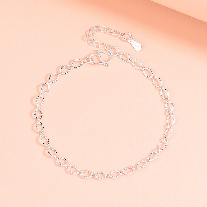 Factory wholesale embossed bracelet female Korean temperament personality concave-convex car flower O-chain fashion 925 plated silver jewelry Factory wholesale embossed bracelet female Korean temperament personality concave-convex car flower O-chain fashion 925 plated silver jewelry