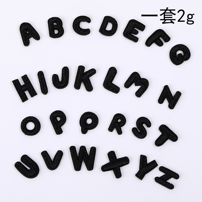 电脑刺绣布贴黑白小数字字母跨境批发DIY服饰补丁装饰贴刺绣辅料|undefined