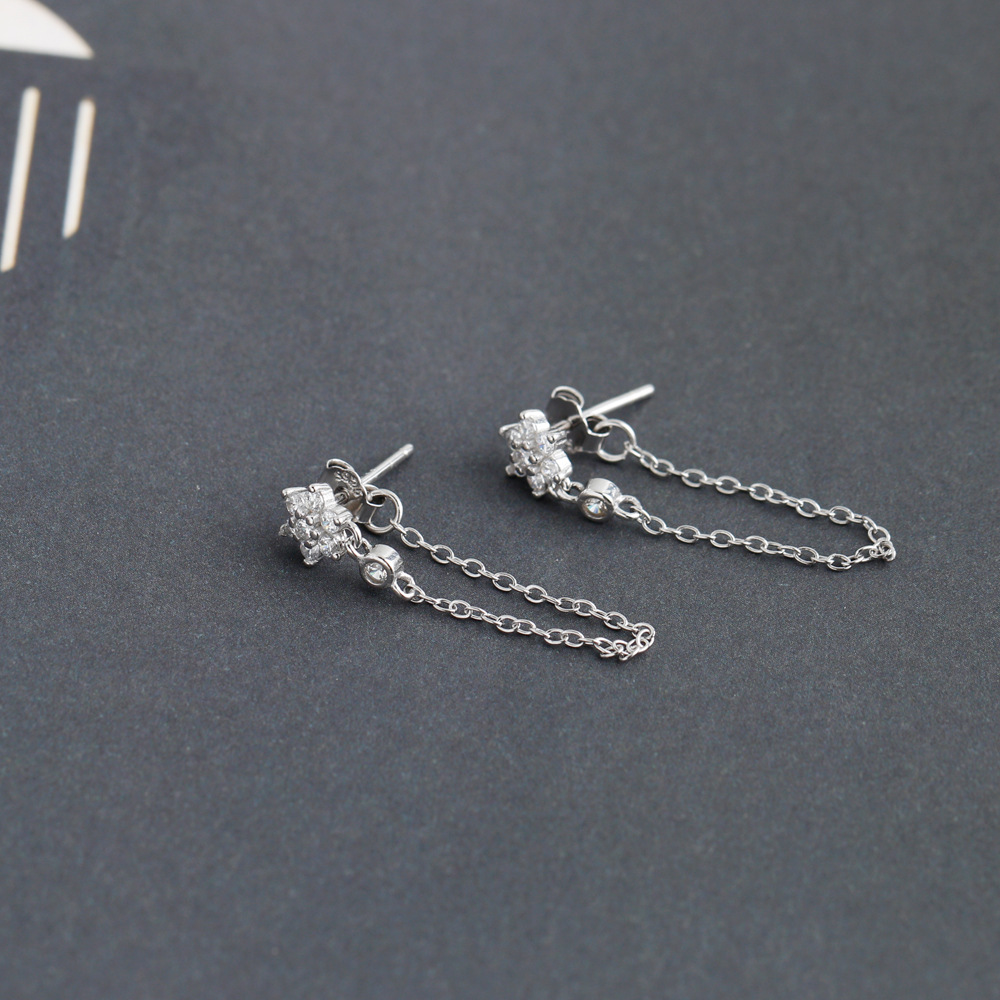 Fashion Flower Sterling Silver Plating Rhinestones Earrings 1 Pair